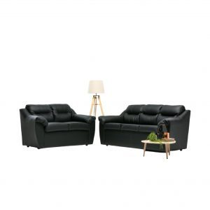 Juego Living Asturias 3-2C PU Negro